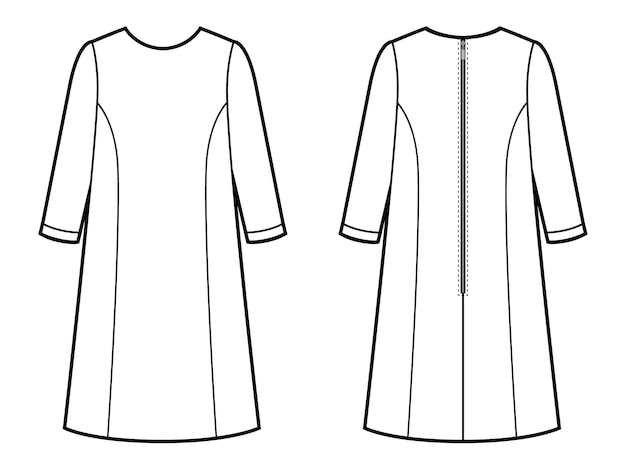 dibujo vectorial técnico clásico del vestido