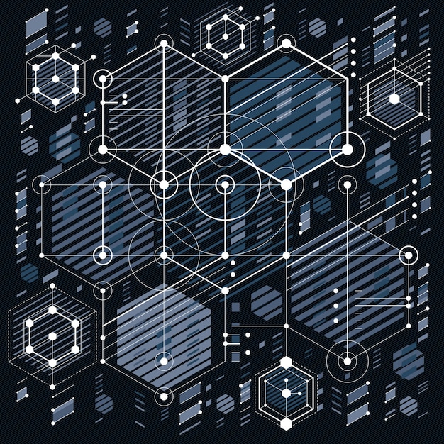 Dibujo vectorial de tecnología futura, papel tapiz industrial. Ilustración gráfica del motor o mecanismo.