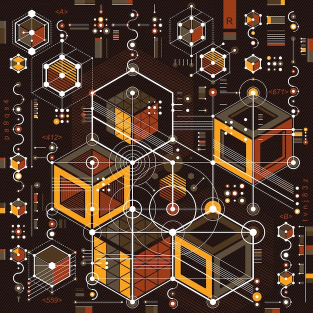 Dibujo vectorial de tecnología futura, papel tapiz industrial. Ilustración gráfica del motor o mecanismo.
