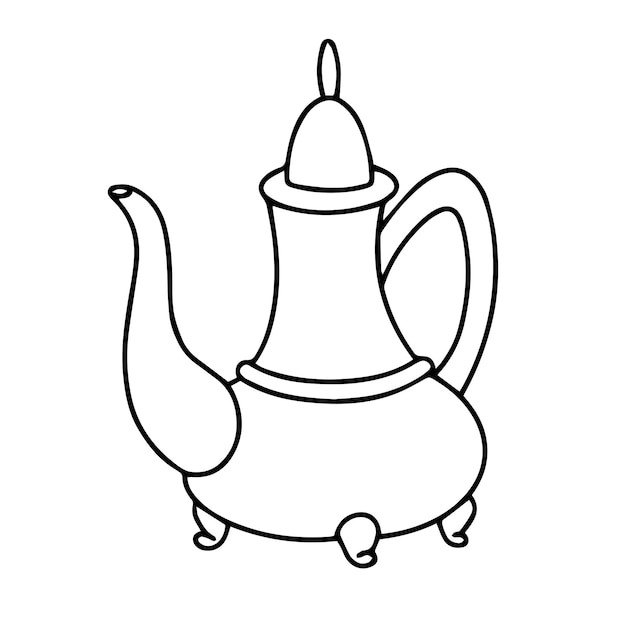 Dibujo vectorial de una tetera Dibujo de contorno de una cafetería