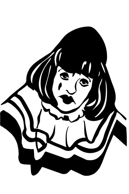 Dibujo vectorial de un triste payaso blanco