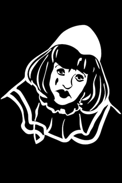 Dibujo vectorial de un triste payaso blanco
