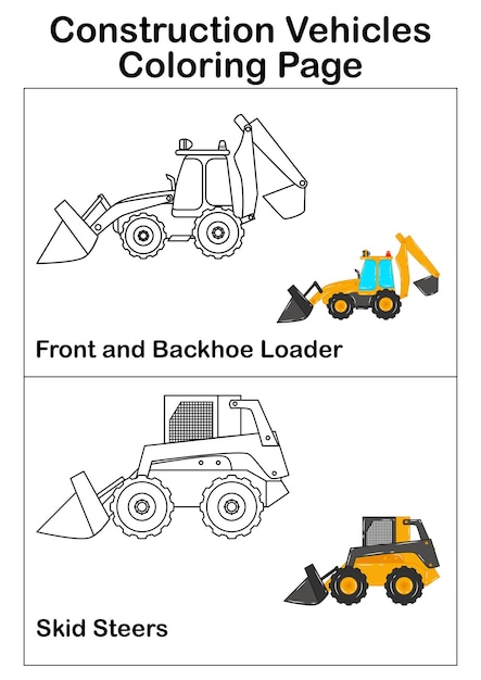 Vector dibujo de vehículos de construcción para colorear