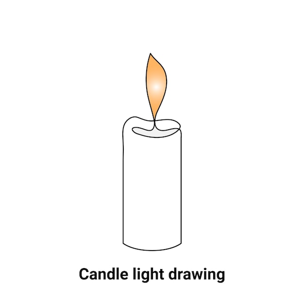 Dibujo de vela de una sola línea continua e ilustración artística del contorno de la vela de fuego en línea.