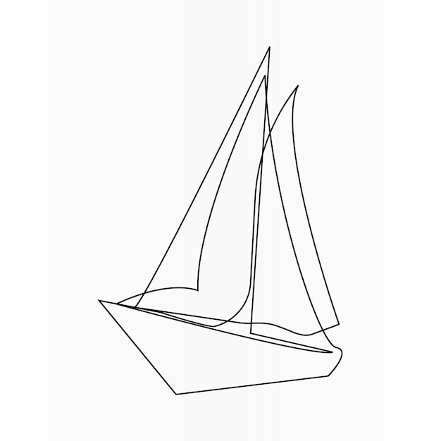 un dibujo de un velero con una vela blanca