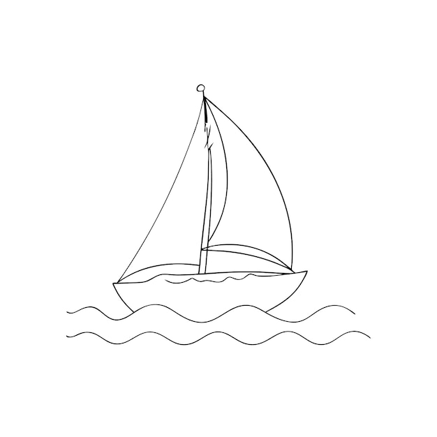 un dibujo de un velero con una vela en él