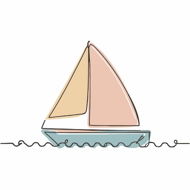 Vector un dibujo de un velero con una vela en él