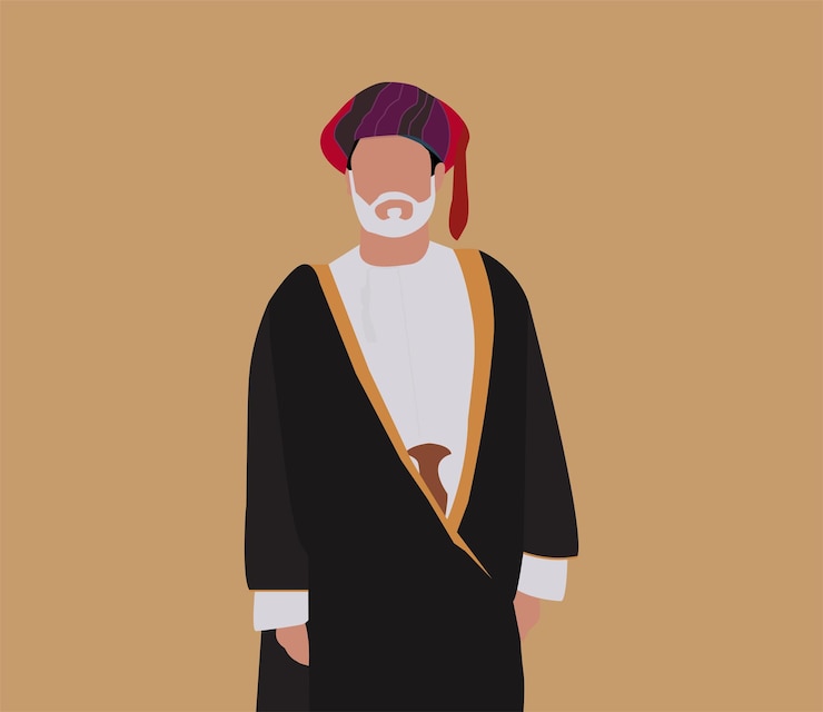 Vector dibujo del vestido del sultán haitham bin tariq, sultán de omán
