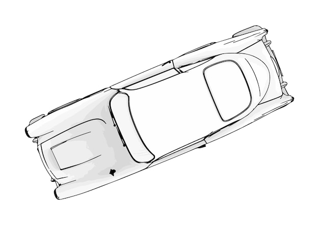 Dibujo de un viejo auto deportivo sobre un vector de fondo blanco
