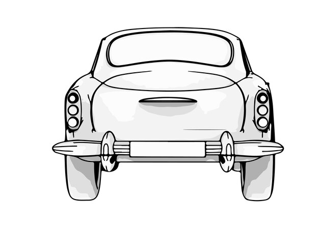 Vector dibujo de un viejo auto deportivo sobre un vector de fondo blanco