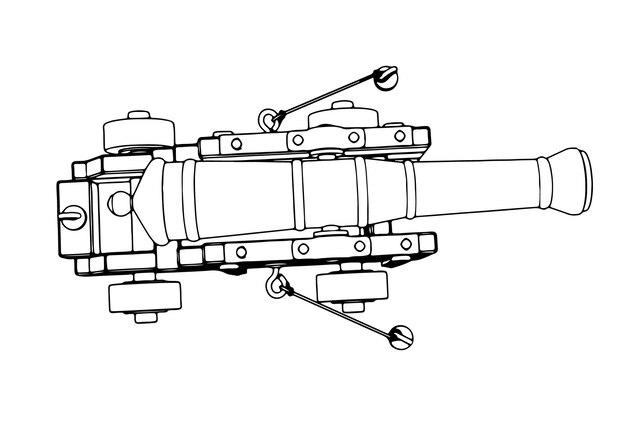 dibujo de un viejo cañón en un vector de fondo blanco