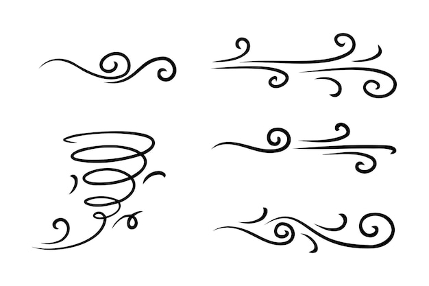 dibujo de viento ilustración vectorial estilo de línea dibujada a mano