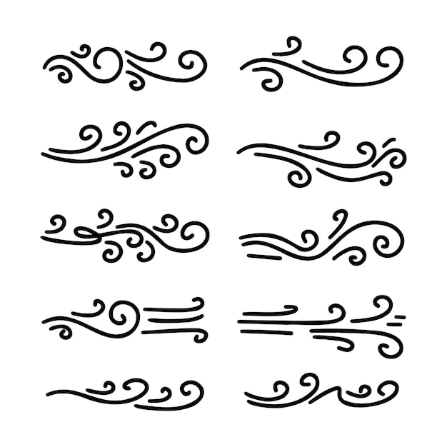dibujo de viento ilustración vectorial estilo de línea dibujada a mano