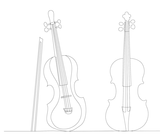 Dibujo de violín por una línea continua