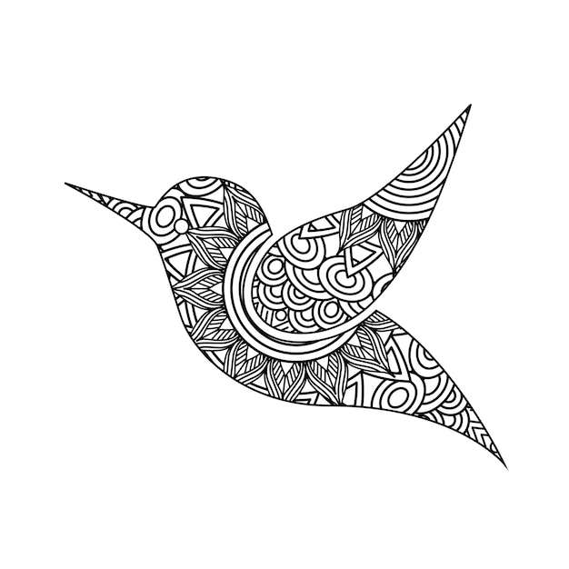 Dibujo zentangle para pájaro adulto para colorear