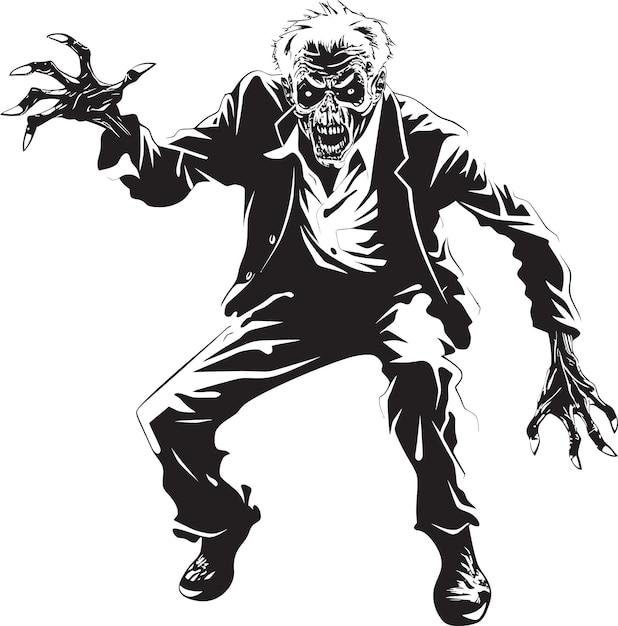 Un dibujo de un zombi con una cara aterradora y una máscara aterradora en él