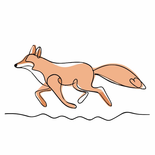 un dibujo de un zorro con una línea a través de él