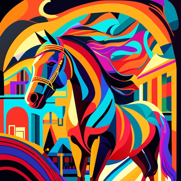 Dibujos abstractos de diseño minimalista de caballos