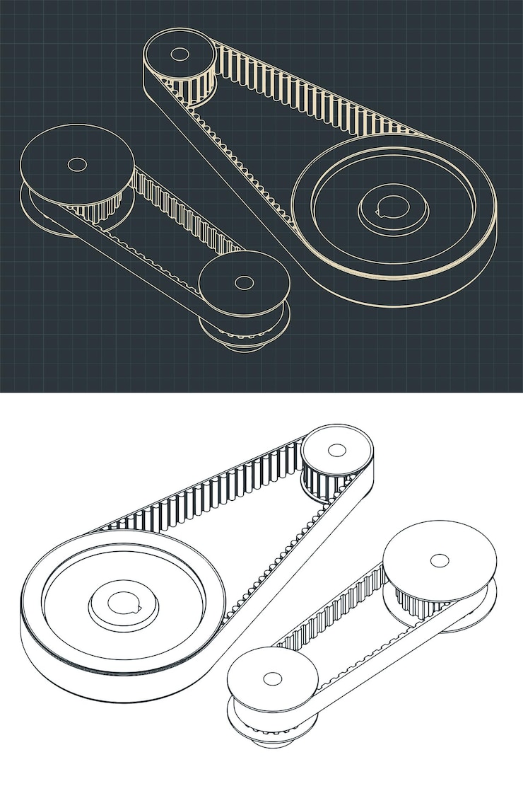 Vector dibujos de accionamiento por correa