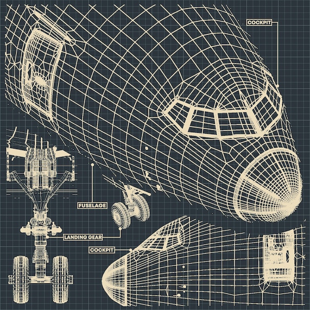 Dibujos de aeronaves civiles en estilo retro