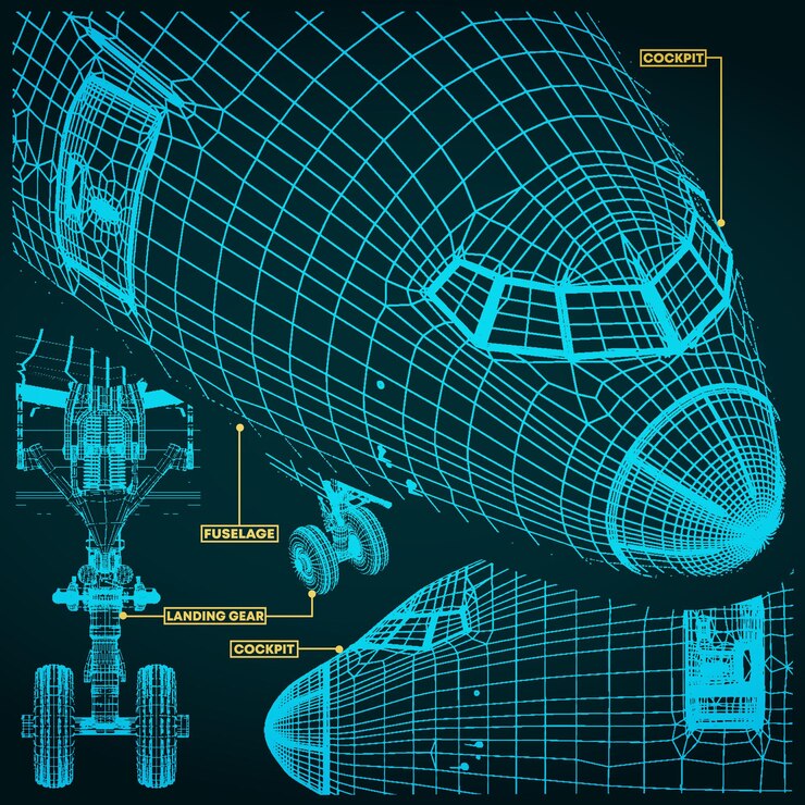 Vector dibujos de aeronaves civiles en estilo retro
