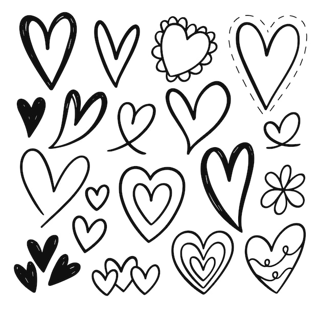 Los dibujos de amor minimalistas de San Valentín en negro y rojo