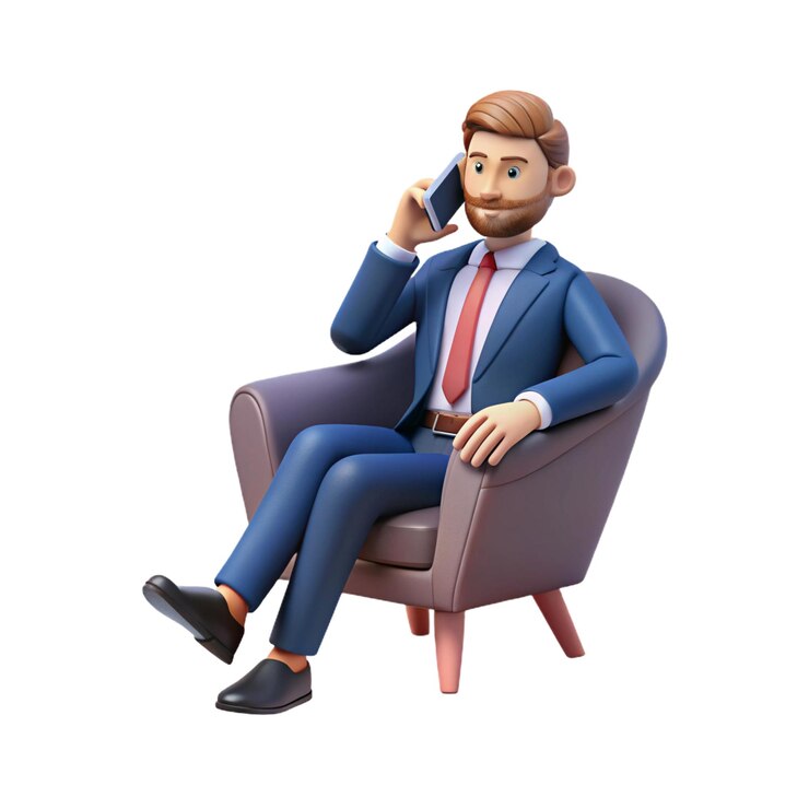 Vector dibujos animados 3d realistas de un hombre con una computadora portátil