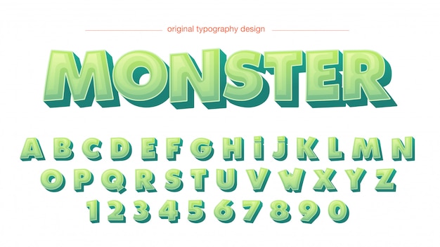 Dibujos animados 3D tipografía verde