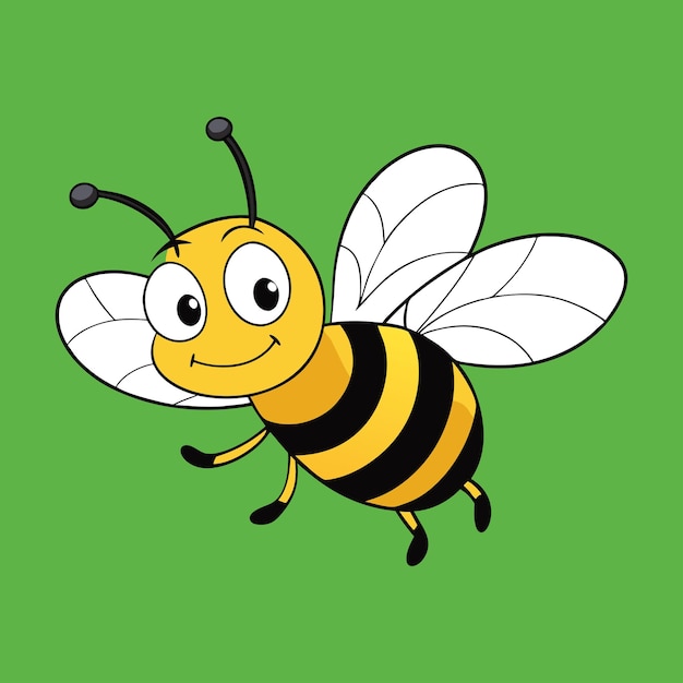 Dibujos animados de abejas voladoras felices con grandes ojos amables Bee Clipart