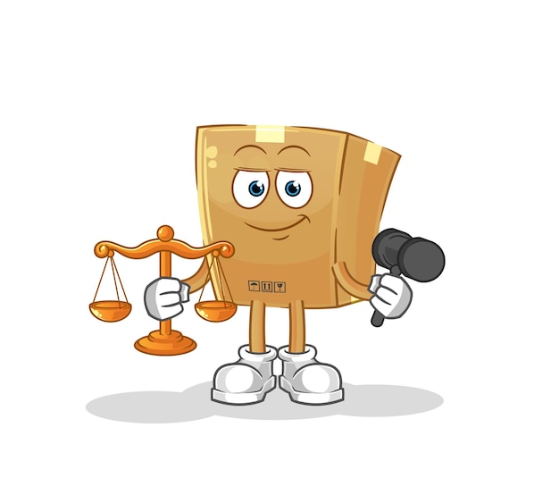 Vector dibujos animados de abogado de caja de cartón. vector de mascota de dibujos animados