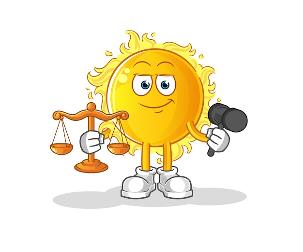 Dibujos animados de abogado de sol. vector de mascota de dibujos animados