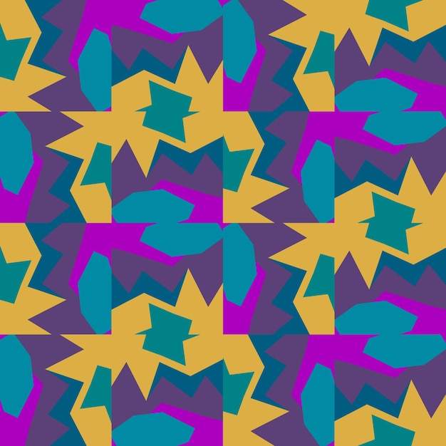 Dibujos animados abstractos geométricos de patrones sin fisuras con formas geográficas. Fondo de mosaico de geometría.