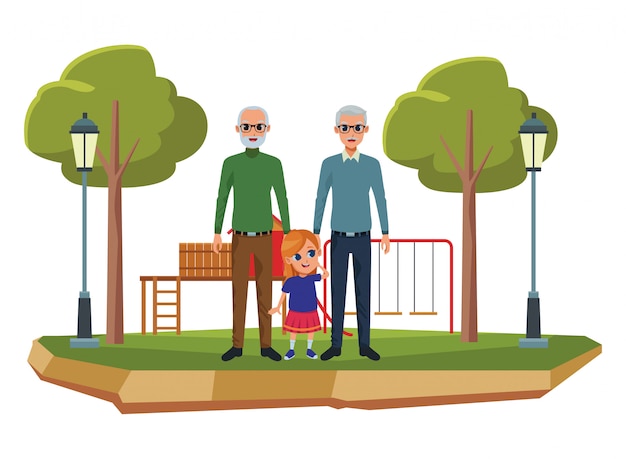 Dibujos animados de abuelos y nietos familiares