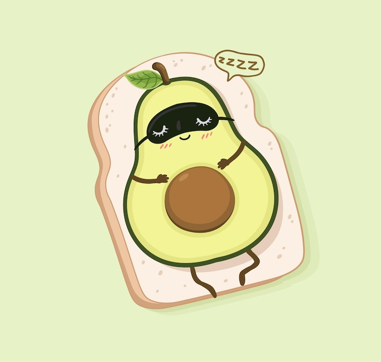 Vector dibujos animados de aguacate durmiendo