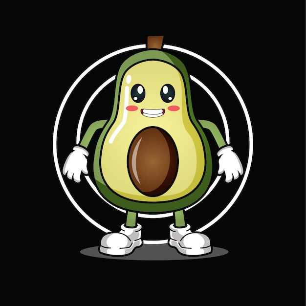 dibujos animados de aguacate con fondo negro