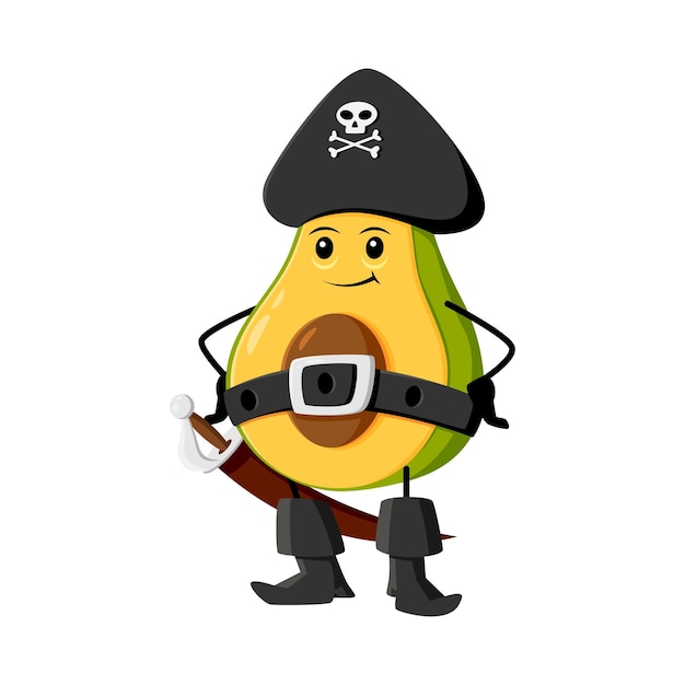 Vector dibujos animados de aguacate pirata y corsario tex mexico comida