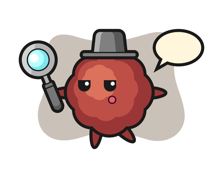 Vector dibujos animados de albóndigas buscando con una lupa