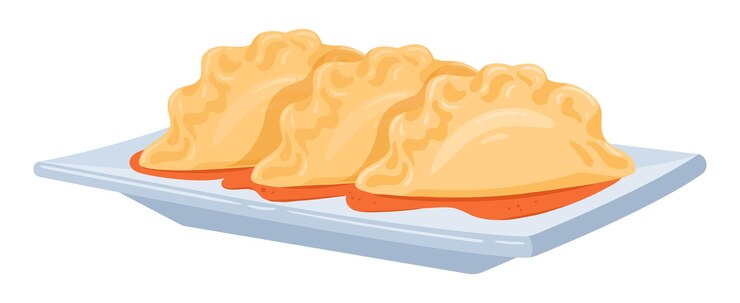 Vector dibujos animados albóndigas plato de cocina asiática con salsa picante sabrosa comida tradicional ilustración vectorial plana sobre fondo blanco
