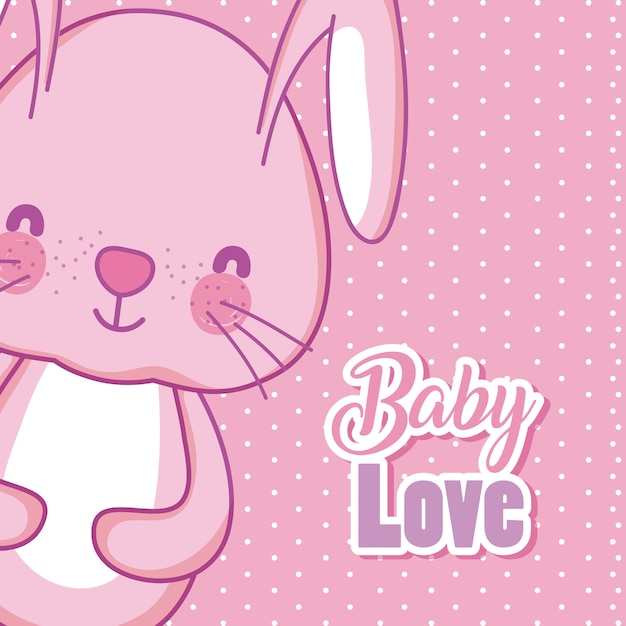 Dibujos animados de amor del bebé con lindo conejito