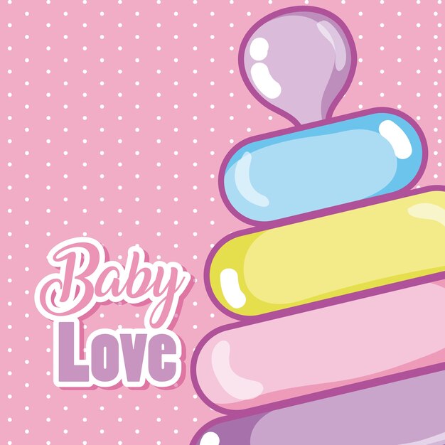 Vector dibujos animados de amor para bebés con torre de rompecabezas
