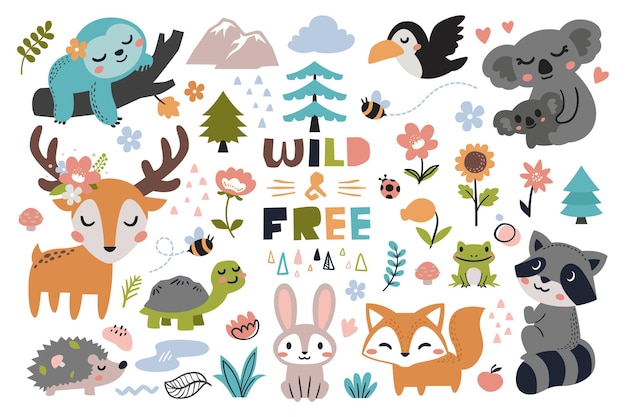 dibujos animados animales ciervos y amigos clip art salvaje y libre