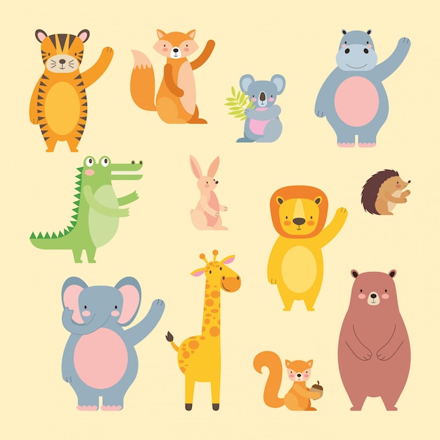 Vector dibujos animados de animales lindos