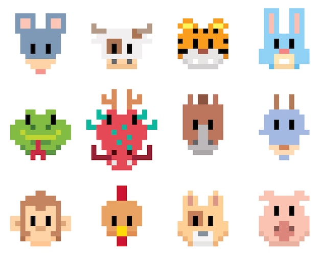 Dibujos animados de animales - pixel art