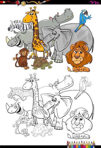 dibujos animados animales de safari para colorear