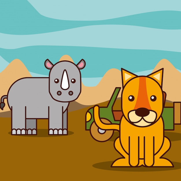 dibujos animados de animales de safari