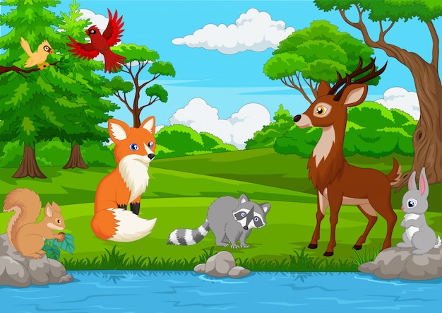 Dibujos animados de animales salvajes en la jungla