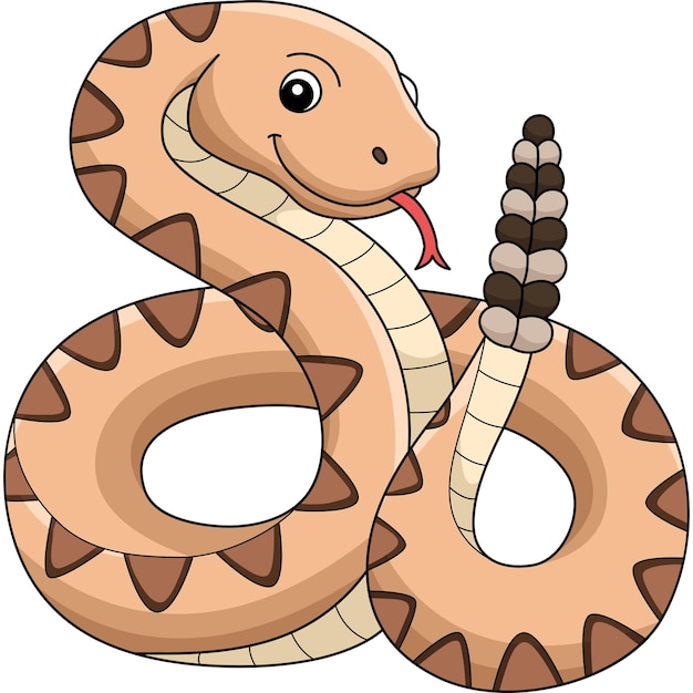 Dibujos animados de animales de serpiente de cascabel coloreado Clipart