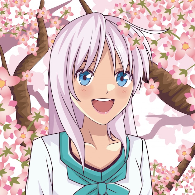 Dibujos animados de anime hermosa mujer joven | Vector Premium Dibujos animados de anime hermosa mujer joven | Vector Premium