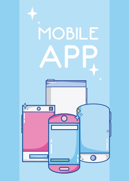 Dibujos animados de aplicaciones de teléfonos inteligentes móviles