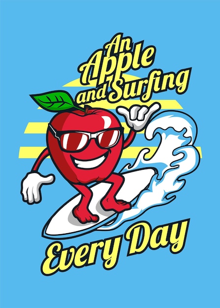 Dibujos animados de Apple y surf